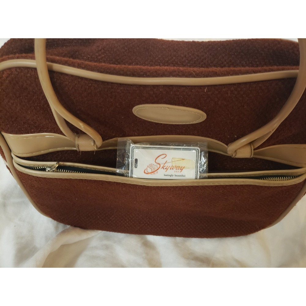 Vintage Skyway Carry-on Overnight Bag Brown Tweed MCM Circa 1970's - Picture 5 of 8